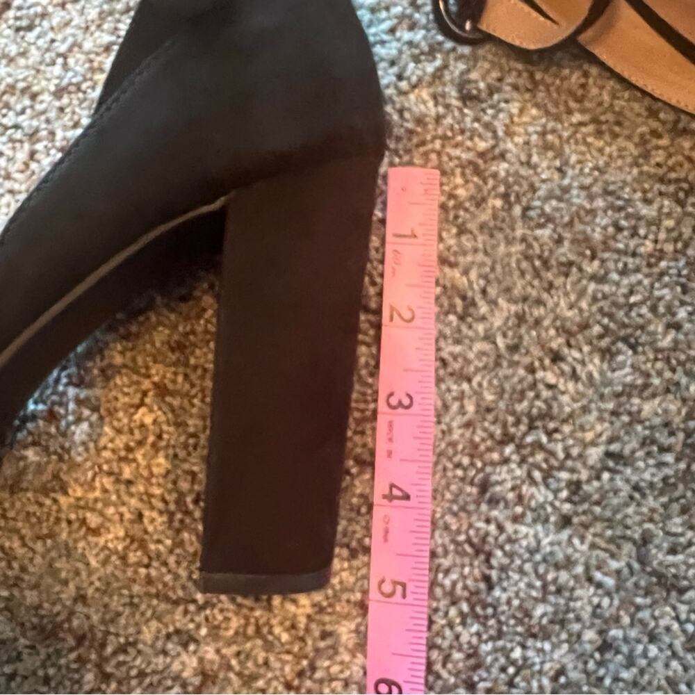 American Rag Black Block Heels w/ Ankle Straps Women's Size 7 WIDE Chunky Heel - Picture 10 of 11